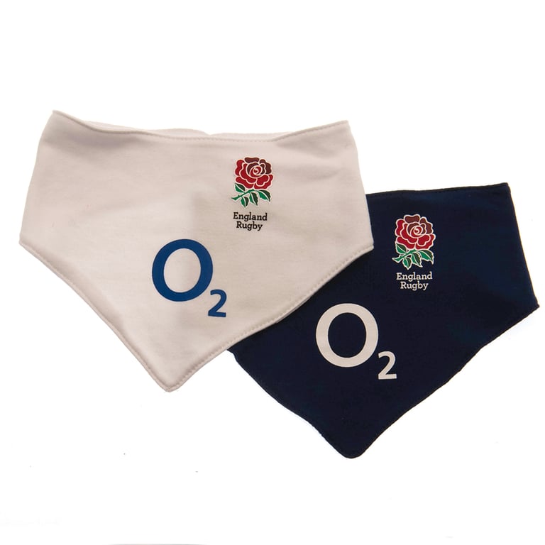England RFU 2-Pack Contrast Crest Bibs - Soft Cotton with Press Stud Fastening
