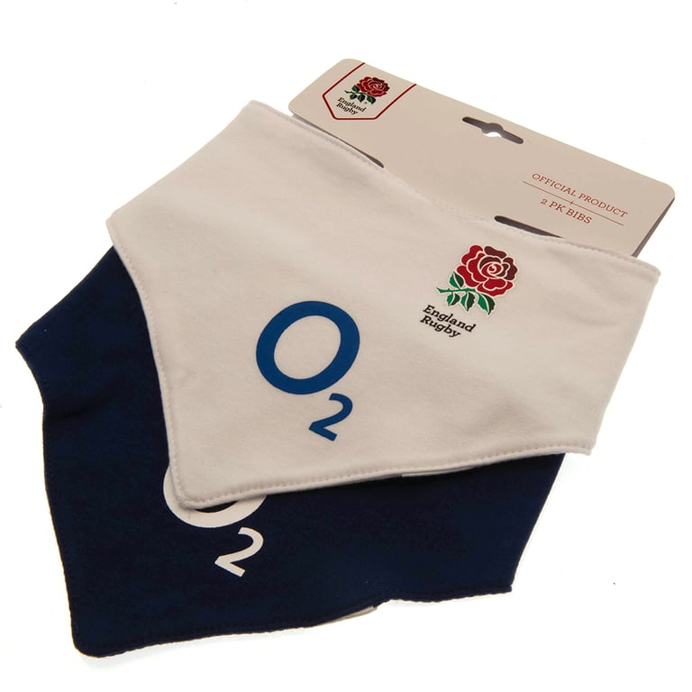 England RFU 2-Pack Contrast Crest Bibs - Soft Cotton with Press Stud Fastening