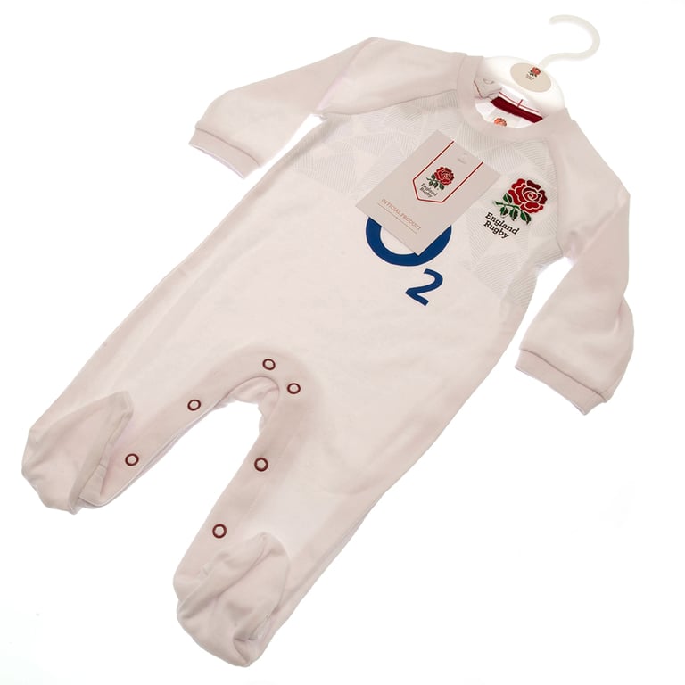 England RFU Embroidered Crest Cotton Sleepsuit for 12-18mths Baby