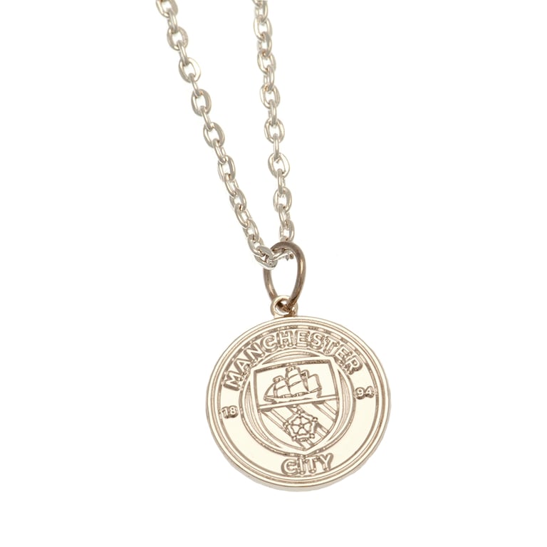 Manchester City FC Silver Plated Boxed Pendant Necklace - Official Club Crest Design with Lobster Clasp
