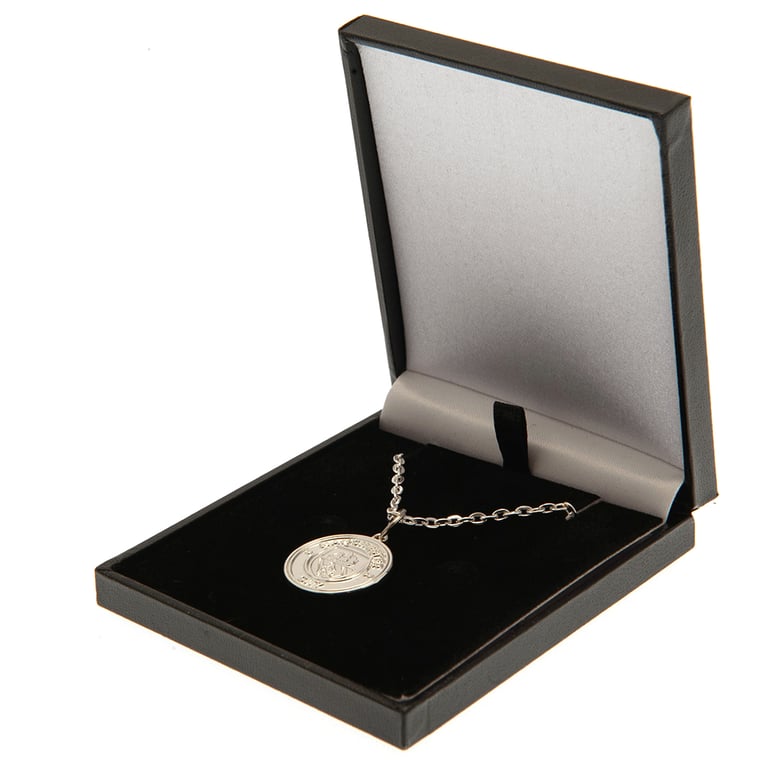 Manchester City FC Silver Plated Boxed Pendant Necklace - Official Club Crest Design with Lobster Clasp
