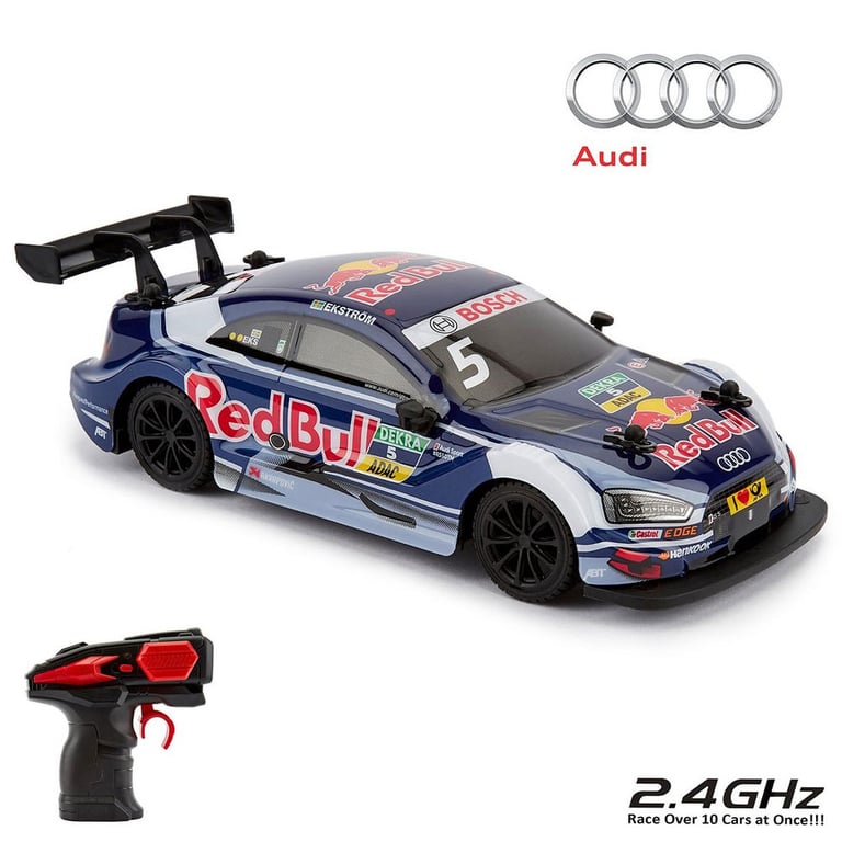 Audi DTM 1:24 Scale Blue Red Bull Radio Controlled Car with Spring Suspension and Remote Control