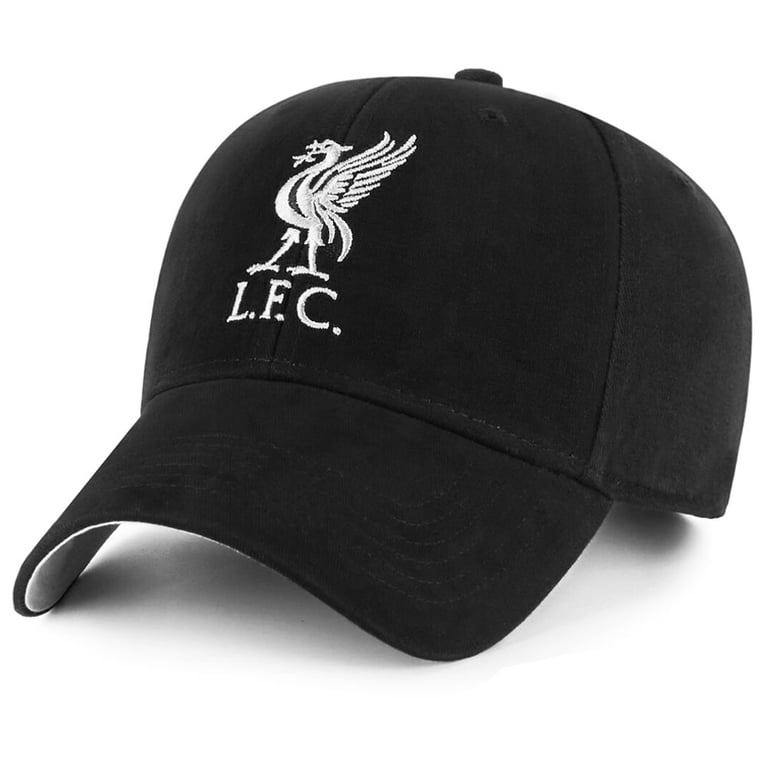 Liverpool FC Core Black Curved Brim Cap with Adjustable Size and LFC Liverbird Embroidery