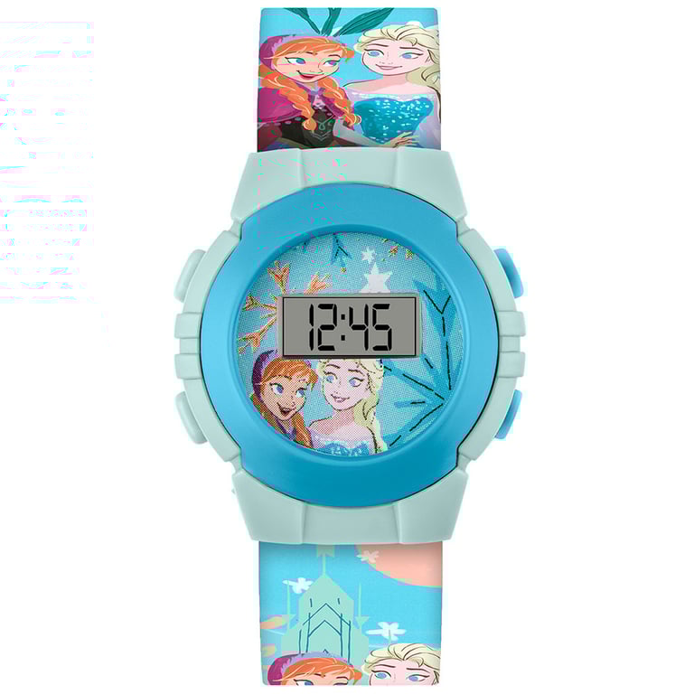 Frozen Kids Digital Watch - Elsa & Anna Display, Silicone Strap with 1 Year Guarantee
