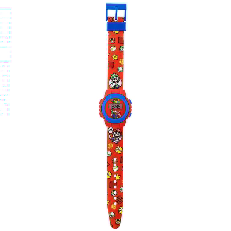 Super Mario Kids Digital Watch - Colorful Silicone Strap and Easy-to-Read Display with 1 Year Guarantee