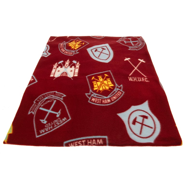 West Ham United FC Historic Crests Polyester Fleece Blanket - Soft and Warm Home Decor