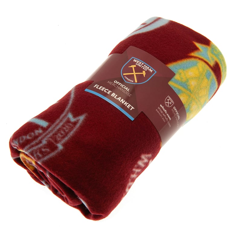 West Ham United FC Historic Crests Polyester Fleece Blanket - Soft and Warm Home Decor