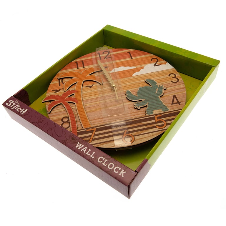 Lilo & Stitch Premium Wooden Wall Clock - Modern Quartz Movement, AA Battery Required, Beach Theme