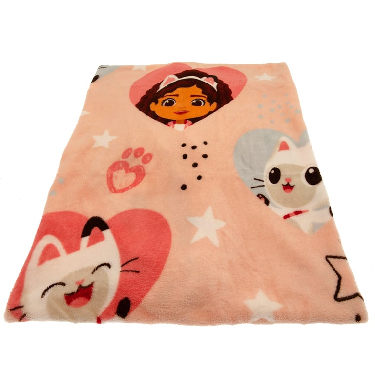 Gabby s Dollhouse 100 Polyester Fleece Blanket - Bright, Colorful Hearts & Stars Design