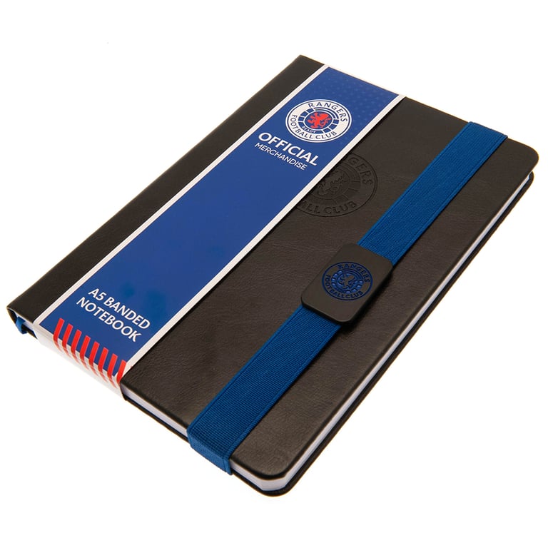 Rangers FC A5 Notebook - Premium Faux Leather Design with Ruled Pages and Enamel Club Crest Closure