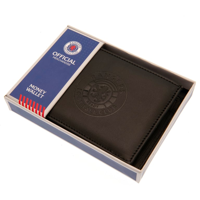 Rangers FC Debossed Black PU Wallet - 3 Card Slots, Change Pocket & Note Pockets