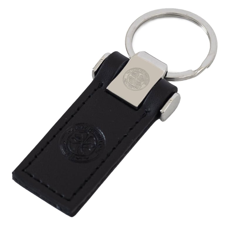 Celtic FC Executive Leather Key Fob with Debossed Crest and Metal Keeper Top