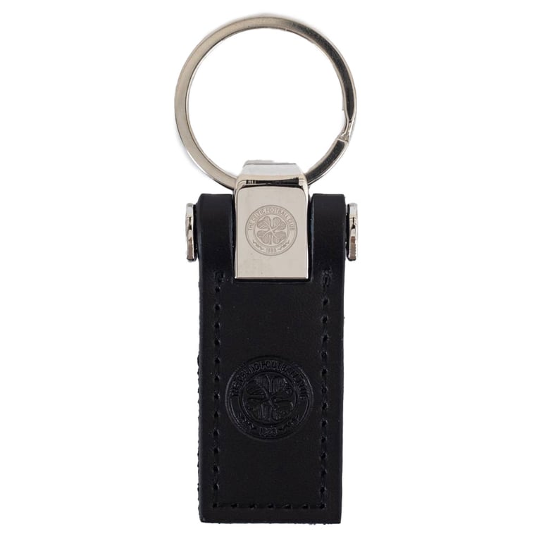 Celtic FC Executive Leather Key Fob with Debossed Crest and Metal Keeper Top