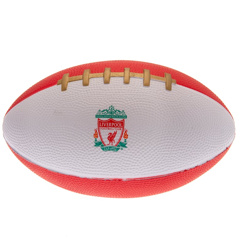 Liverpool FC Mini Foam American Football - Soft & Lightweight PU Foam Ball with Full Colour Printed Crest