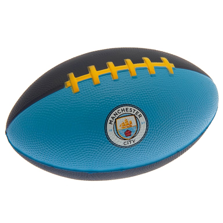 Manchester City FC Mini Foam American Football - Soft & Lightweight Navy Blue Sky Blue Ball with Man City Crest