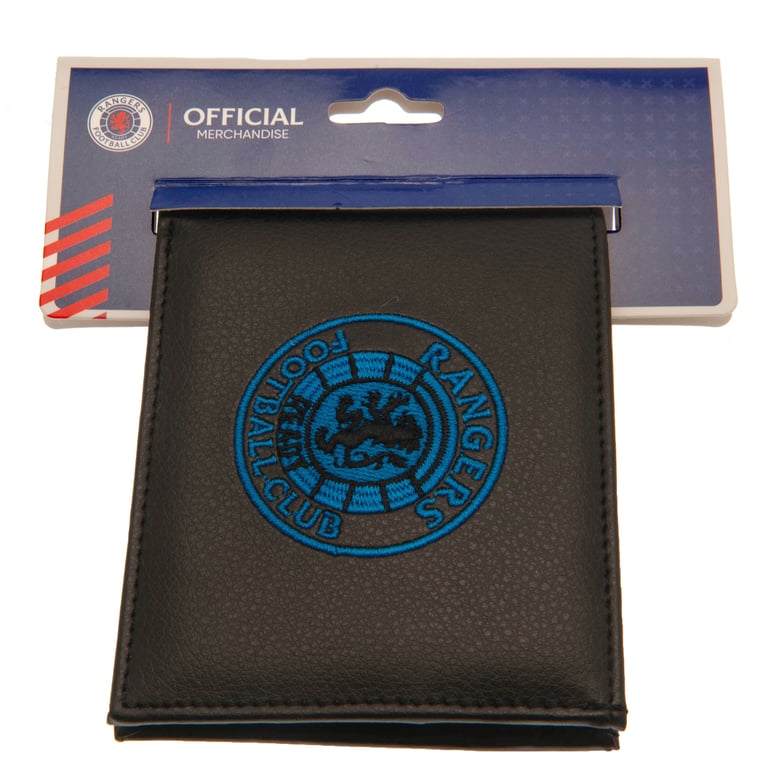 Rangers FC Embroidered Black PU Wallet - 3 Card Slots & Note Pockets
