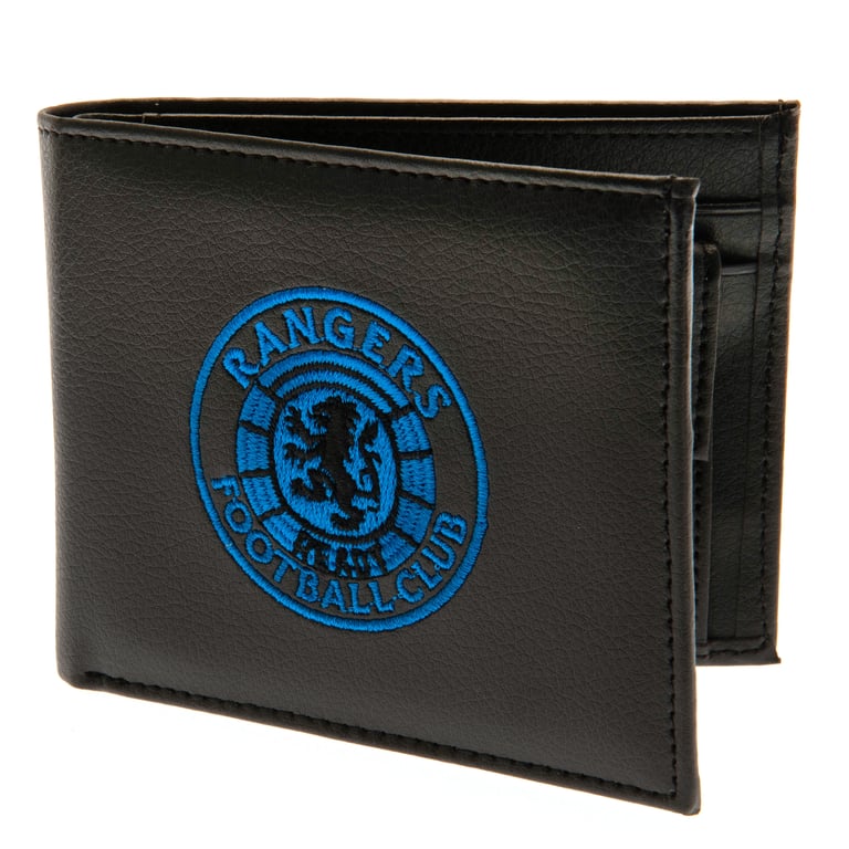 Rangers FC Embroidered Black PU Wallet - 3 Card Slots & Note Pockets
