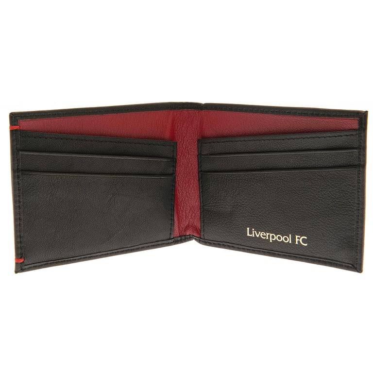 Liverpool FC Premium Leather Wallet - Embossed Logo and Red Stitching Detail