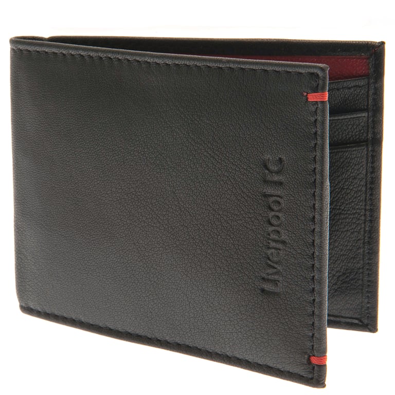 Liverpool FC Premium Leather Wallet - Embossed Logo and Red Stitching Detail
