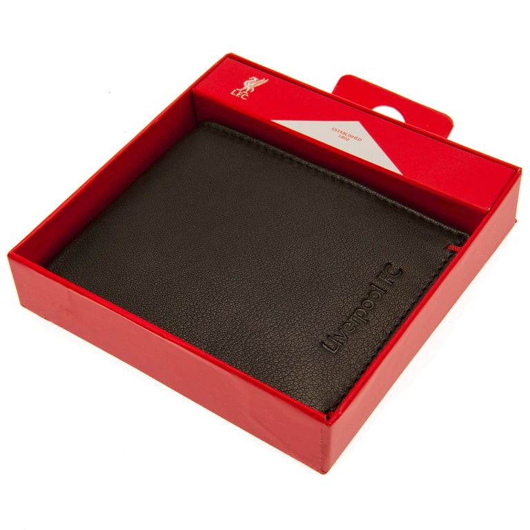 Liverpool FC Premium Leather Wallet - Embossed Logo and Red Stitching Detail
