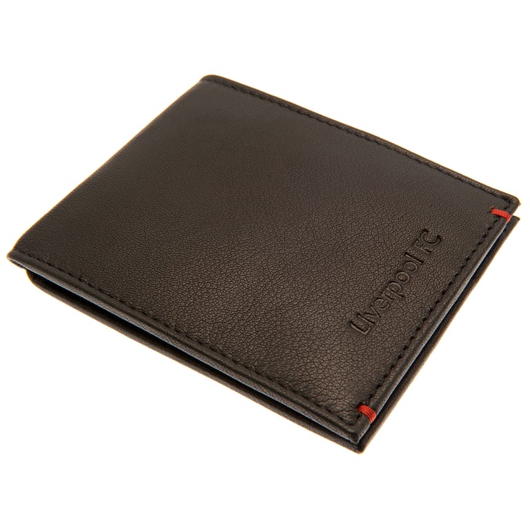Liverpool FC Premium Leather Wallet - Embossed Logo and Red Stitching Detail