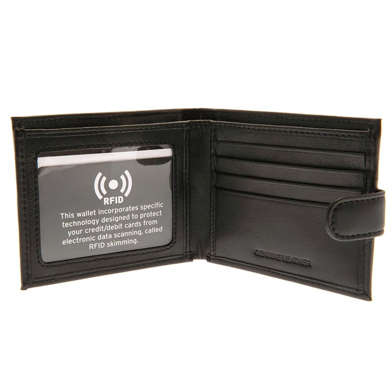 Rangers FC RFID Anti Fraud Black Leather Wallet - Secure Club Crest Design