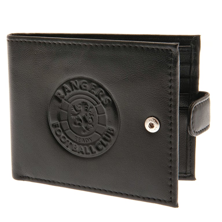 Rangers FC RFID Anti Fraud Black Leather Wallet - Secure Club Crest Design