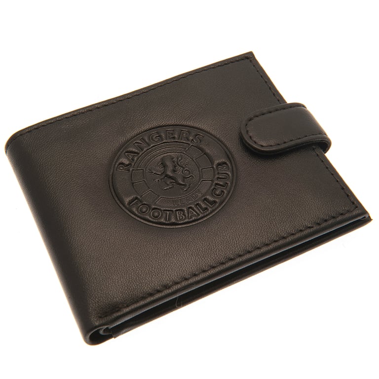 Rangers FC RFID Anti Fraud Black Leather Wallet - Secure Club Crest Design