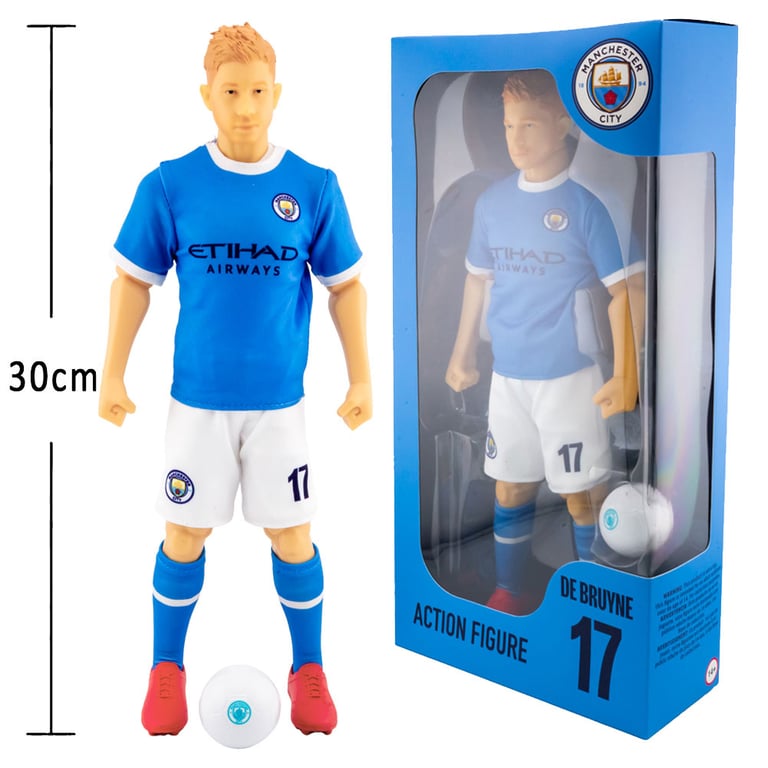 Manchester City FC De Bruyne 6-Point Articulation Action Figure with Team Kit and Number 17