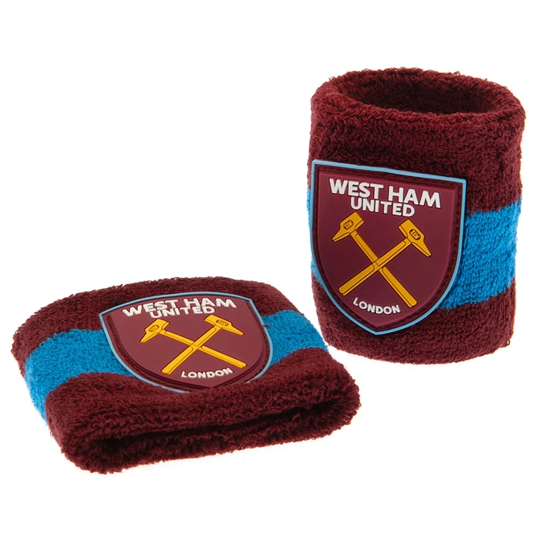 West Ham United FC Claret Elasticated Wristbands - Soft Cotton Sweatbands with Club Crest
