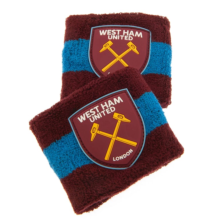West Ham United FC Claret Elasticated Wristbands - Soft Cotton Sweatbands with Club Crest