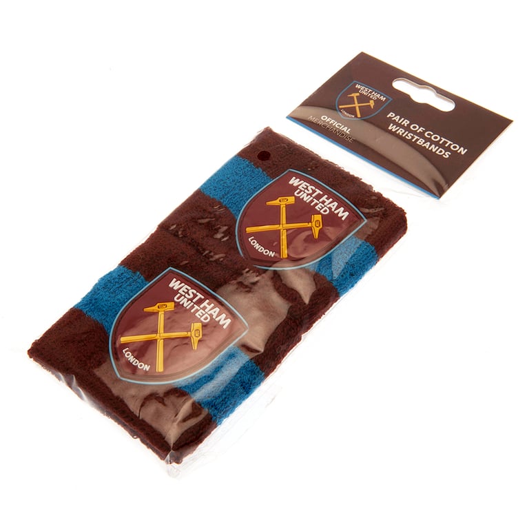 West Ham United FC Claret Elasticated Wristbands - Soft Cotton Sweatbands with Club Crest