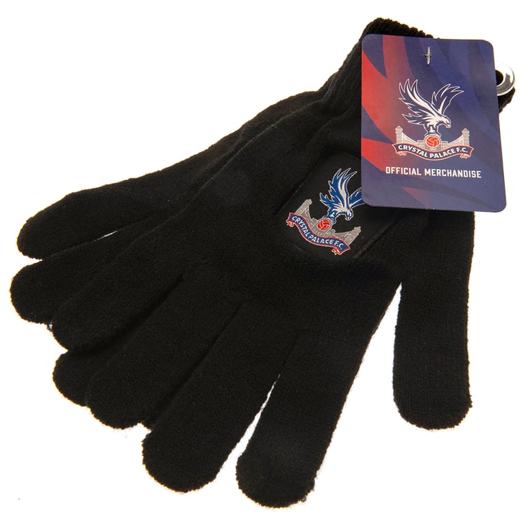 Crystal Palace FC Junior Black Knitted Gloves with Full Colour Crest