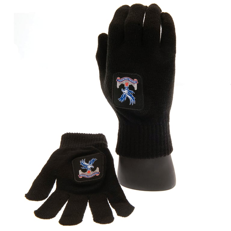 Crystal Palace FC Junior Black Knitted Gloves with Full Colour Crest