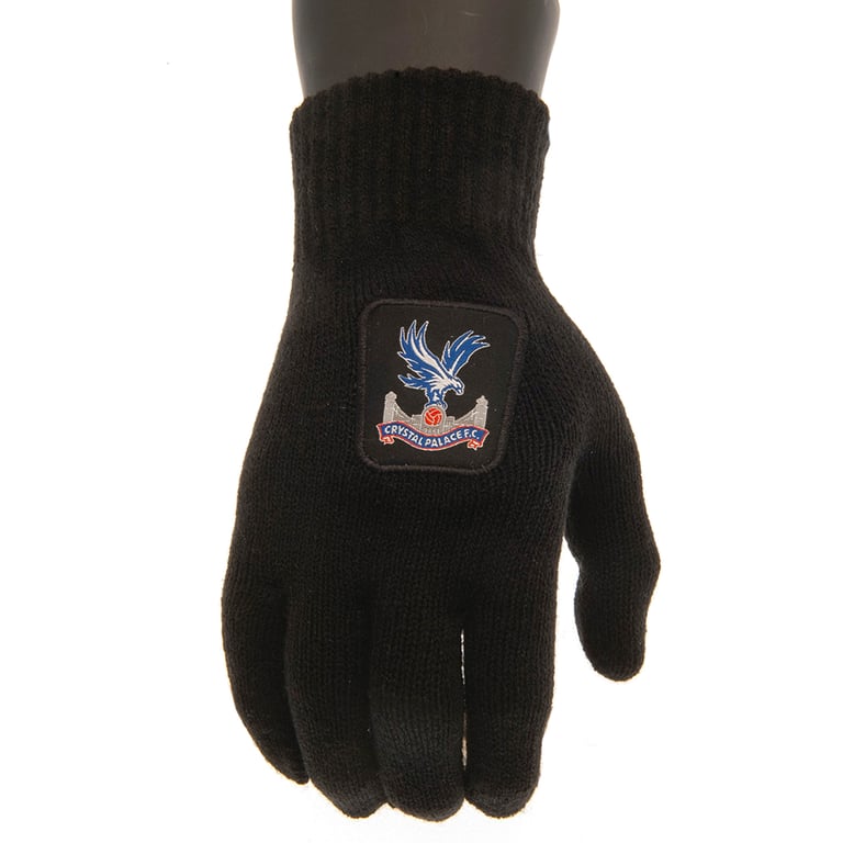 Crystal Palace FC Junior Black Knitted Gloves with Full Colour Crest