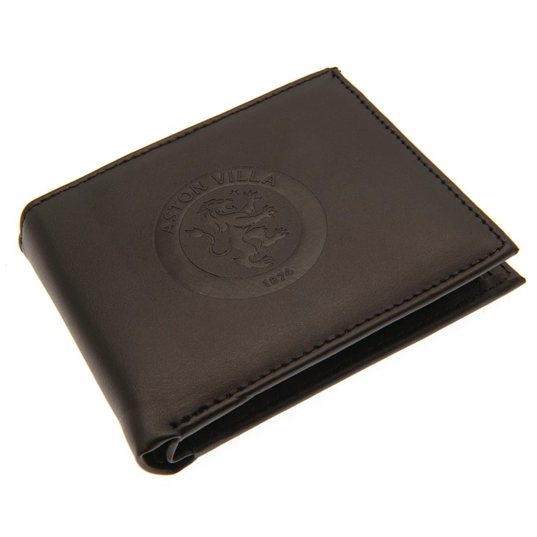 Aston Villa FC Debossed Black PU Wallet - 3 Card Slots & Secure Change Pocket