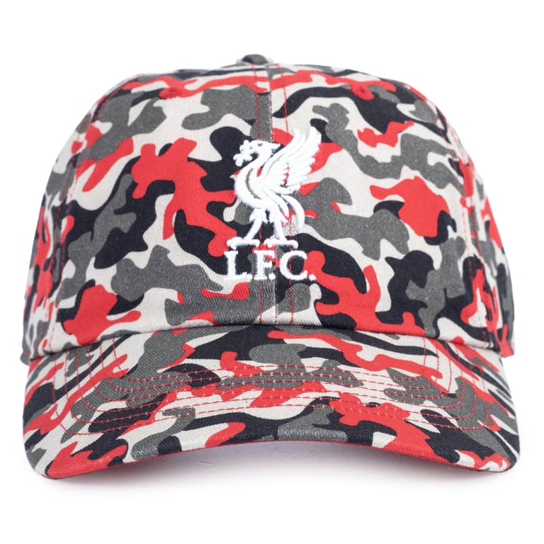 Liverpool FC Curved Brim Camo Cap with Adjustable Buckle and Raised Liverbird Embroidery