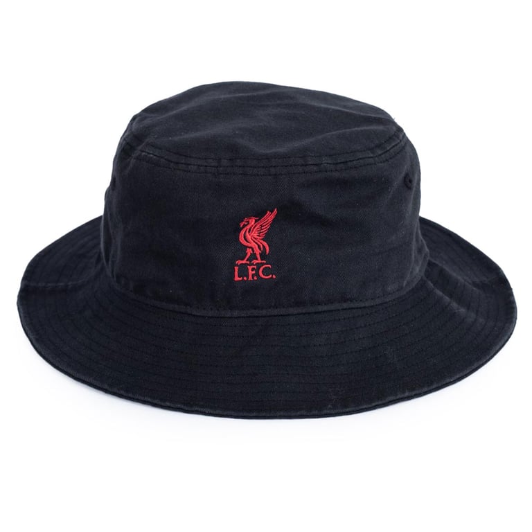 Liverpool FC Black Bucket Hat - Premium Cotton Design with Red Liverbird Crest
