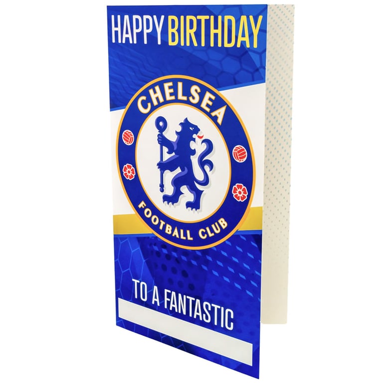 Chelsea FC Personalised Birthday Card - Blue Gloss Finish with Crest and Stadium Graphic