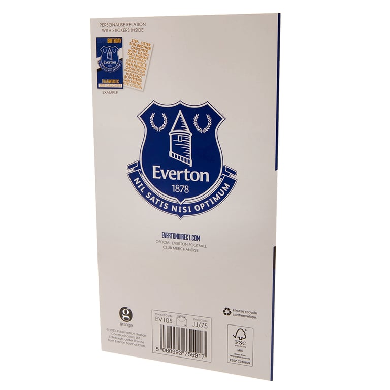 Everton FC Personalised Birthday Card - Customisable Blue & White Fold Out Greeting Card