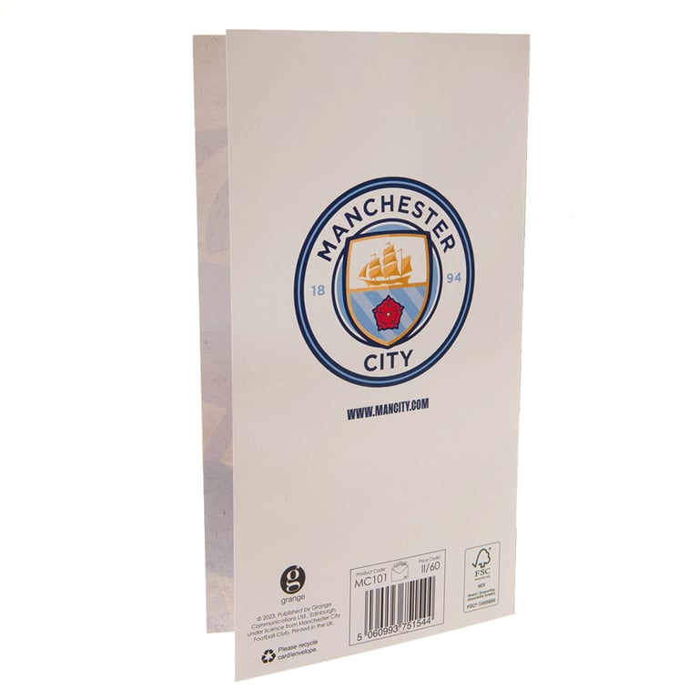 Manchester City FC Retro Style Birthday Card - Blue Gloss Finish Football Fan Gift