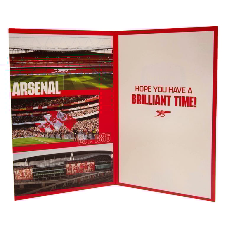 Arsenal FC Personalised Birthday Card with Colourful Glossy Finish and Gold Stickers
