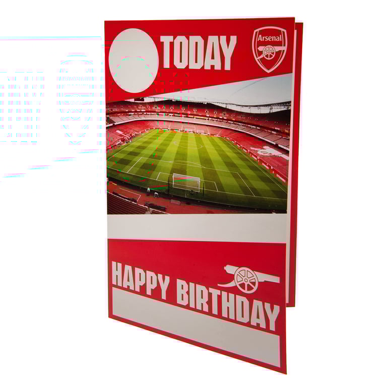 Arsenal FC Personalised Birthday Card with Colourful Glossy Finish and Gold Stickers