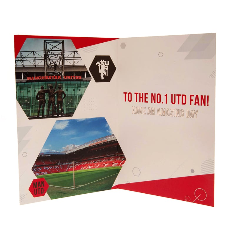 Manchester United FC Birthday Card With Personalisable Name & Age and Gold Stickers