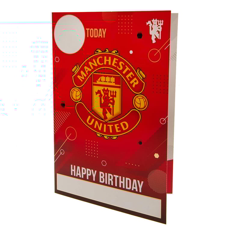 Manchester United FC Birthday Card With Personalisable Name & Age and Gold Stickers