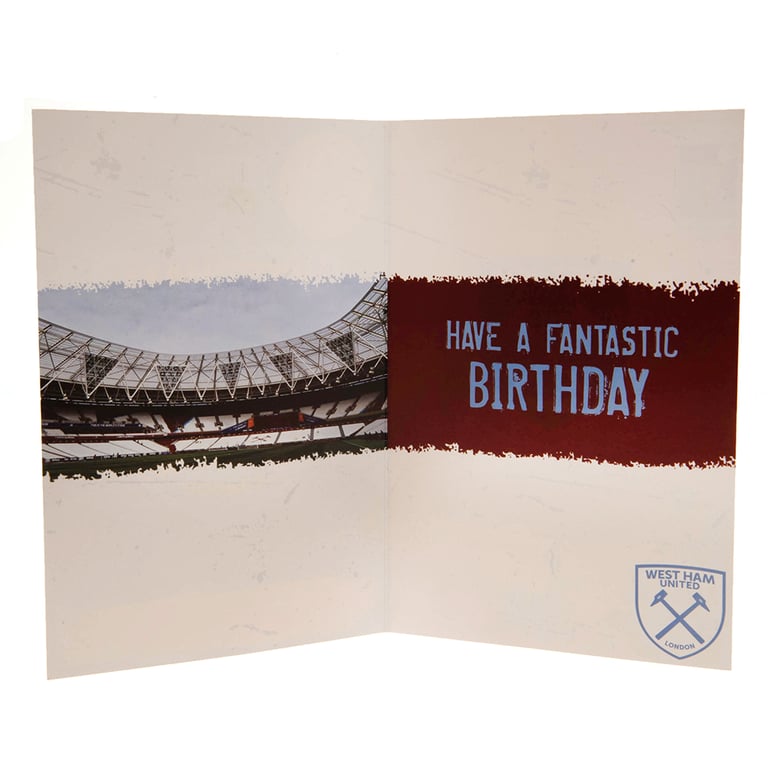 West Ham United FC Personalised Birthday Card with Claret and Blue Stickers
