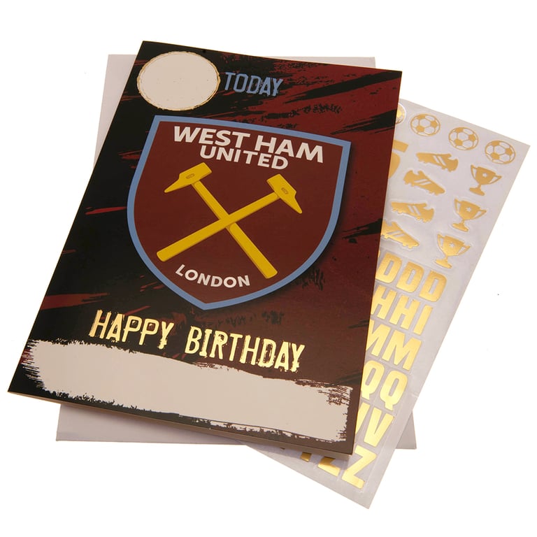West Ham United FC Personalised Birthday Card with Claret and Blue Stickers