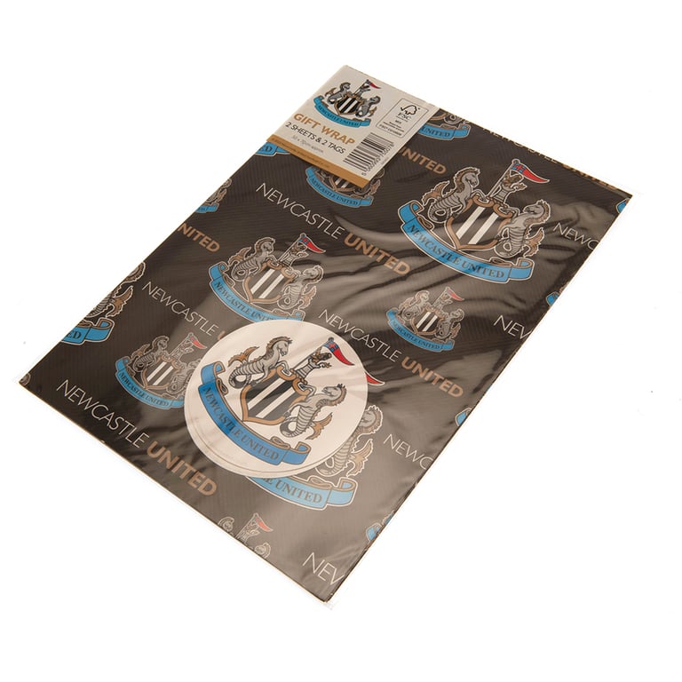 Newcastle United FC Text Gift Wrap - Crested Football Team Gift Wrap Sheets & Tags