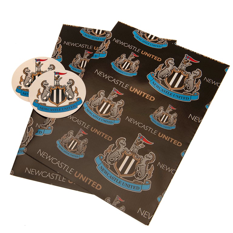 Newcastle United FC Text Gift Wrap - Crested Football Team Gift Wrap Sheets & Tags