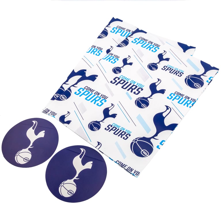 Tottenham Hotspur FC Gift Wrap - Crested Team Design, 2 Sheets & Tags Included